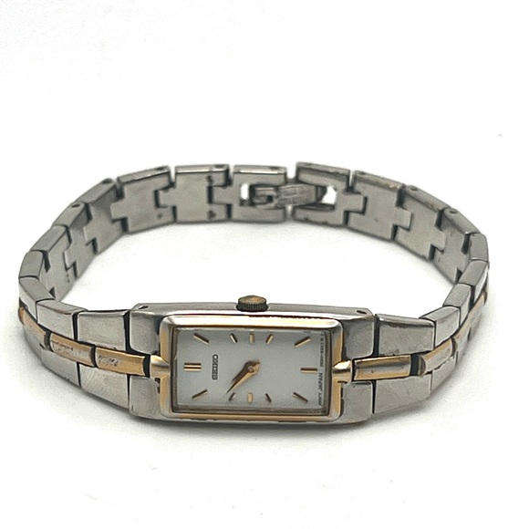 Seiko Accessories - Vintage Seiko Two-Tone Skinny Rectangular Womens Watch New Battery